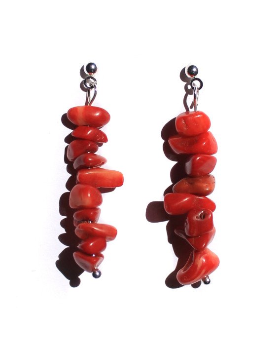 Boucles d'Oreilles en Corail Rouge – Bijoux Bohèmes | Cirque de Jari