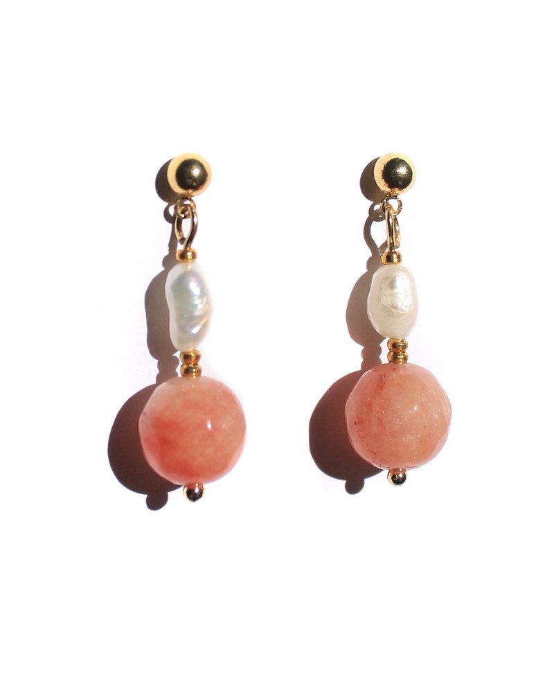 Boucles d'oreilles en quartz rose - Cirque de Jari