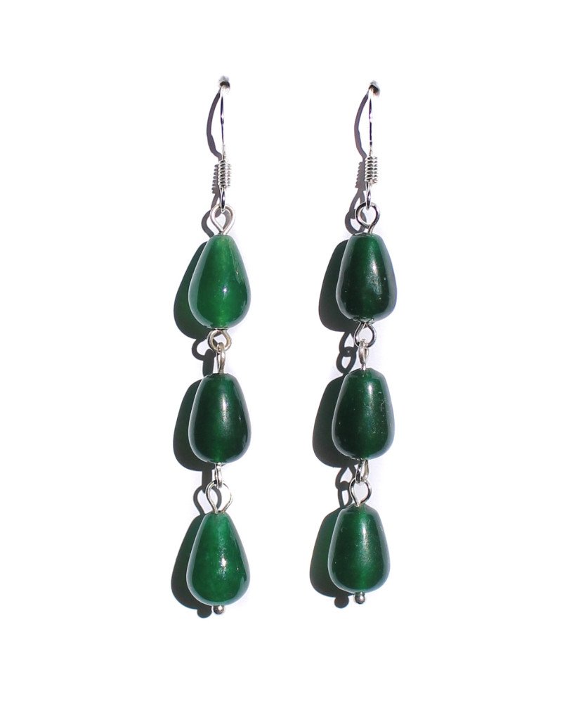 Boucles d'oreilles triples en jade - Cirque de Jari