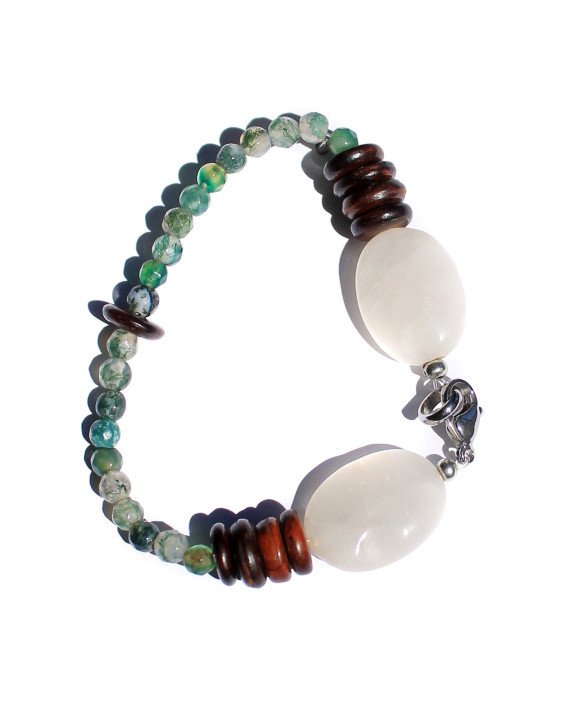 White & Green Agate Bracelet – Handmade Stone Jewelry | Cirque de Jari