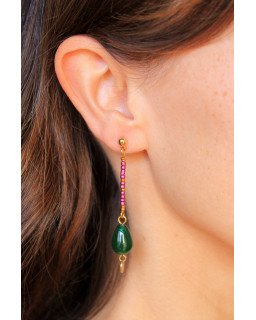 Boucles d'oreilles en jade rose - Cirque de Jari