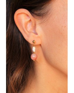 Boucles d'oreilles en quartz rose - Cirque de Jari