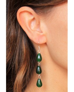 Boucles d'oreilles triples en jade - Cirque de Jari