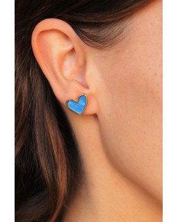 Boucles d'oreilles cœur bleu - Cirque de Jari