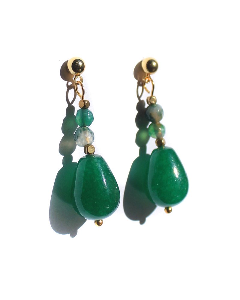 Pendientes Gota de Jade Verde Oscuro - Cirque de Jari