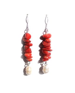 Boucles d'Oreilles Corail Perle | Élégance Naturelle | Cirque de Jari