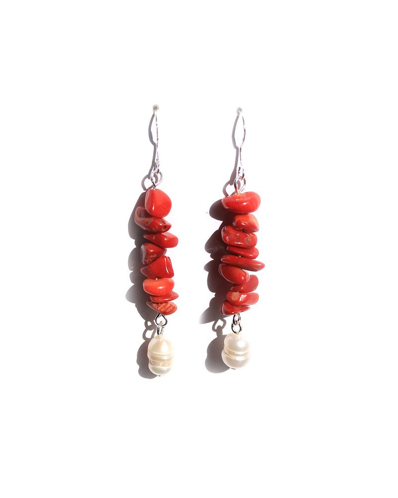 Boucles d'Oreilles Corail Perle | Élégance Naturelle | Cirque de Jari