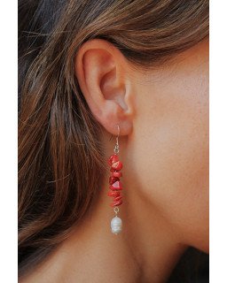 Boucles d'Oreilles Corail Perle | Élégance Naturelle | Cirque de Jari