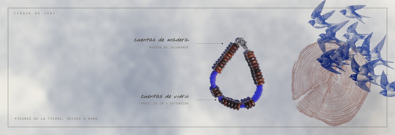 Pulsera Madera Azul